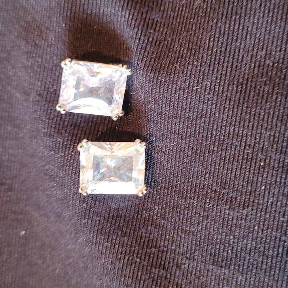 Cubic Zirconia Emerald-cut Earrings